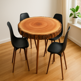 Round Red Oak Dining Table