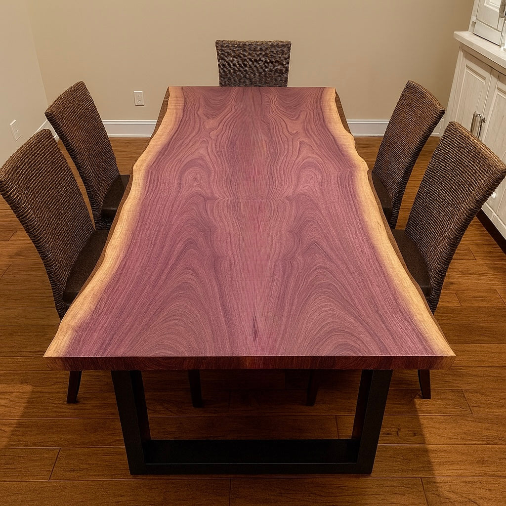 Live Edge Bookmatch Purpleheart Dining Table