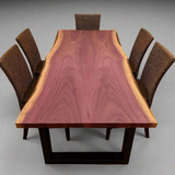 Live Edge Bookmatch Purpleheart Dining Table