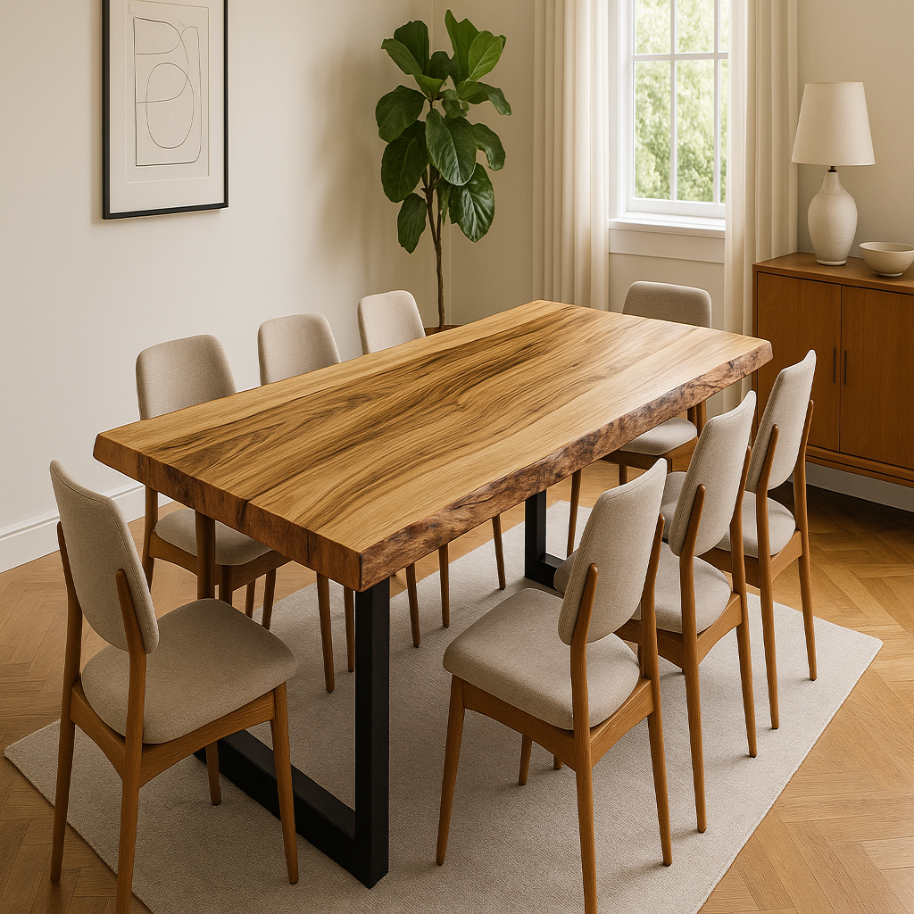 Live Edge Ambrosia Maple Single Slab Dining Table