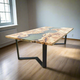 Live Edge Mapa Burl Epoxy River Table