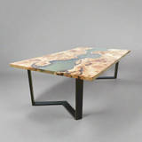 Live Edge Mapa Burl Epoxy River Table
