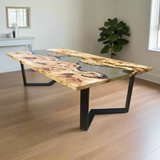Live Edge Mapa Burl Epoxy River Table