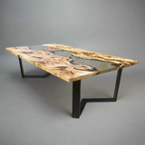 Live Edge Mapa Burl Epoxy River Table